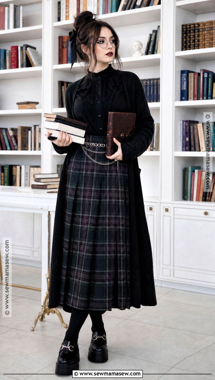 Gothic Librarian Costume With Long Cardigan - 35 dark halloween costumes