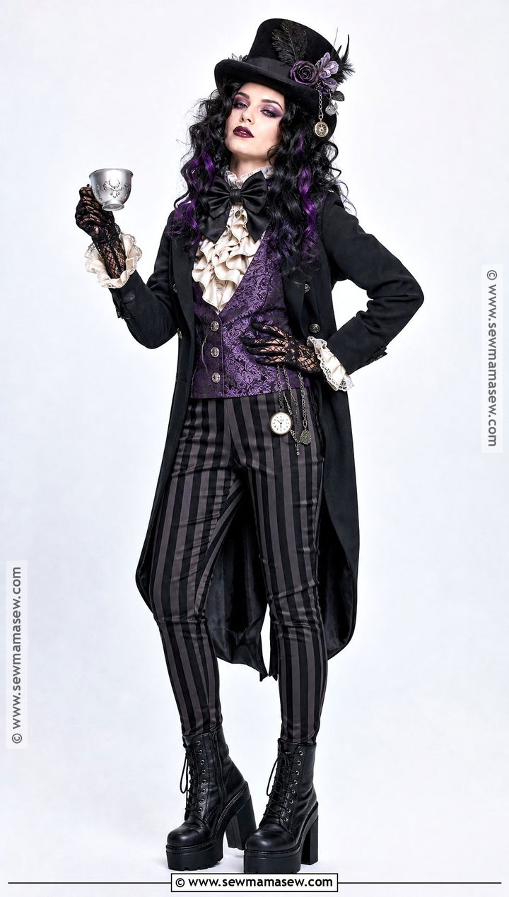 Gothic Mad Hatter Costume In Black And Purple - 50 mad hatter costume ideas