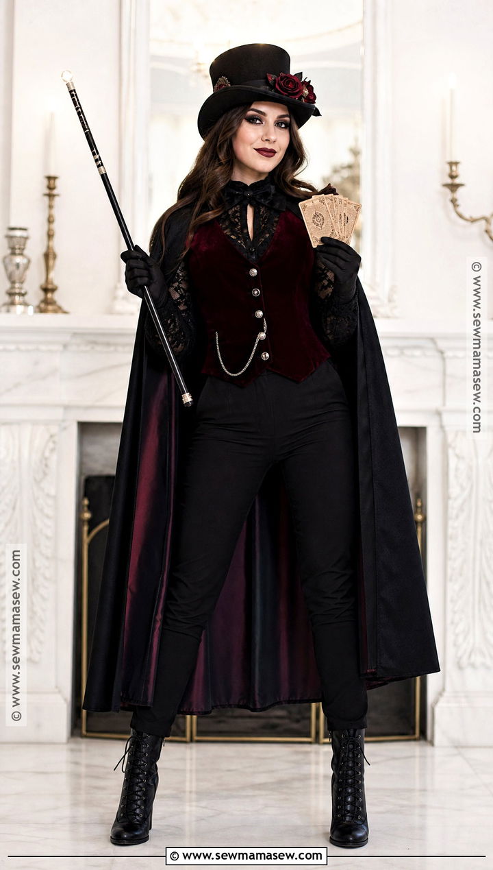 Gothic Magician Costume With Lace Blouse - 35 Magician Costume Ideas for Women