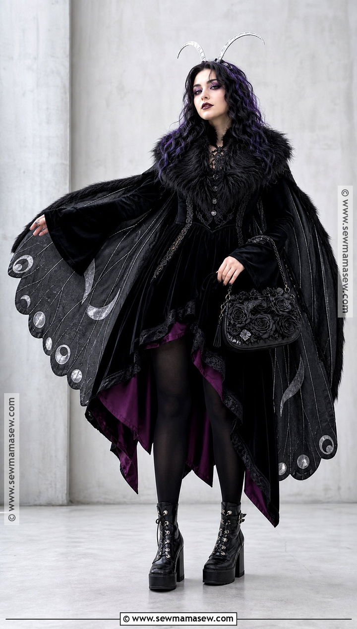 Gothic Moth Cosplay With Black Velvet Wings - 30 Moth Cosplay Ideas