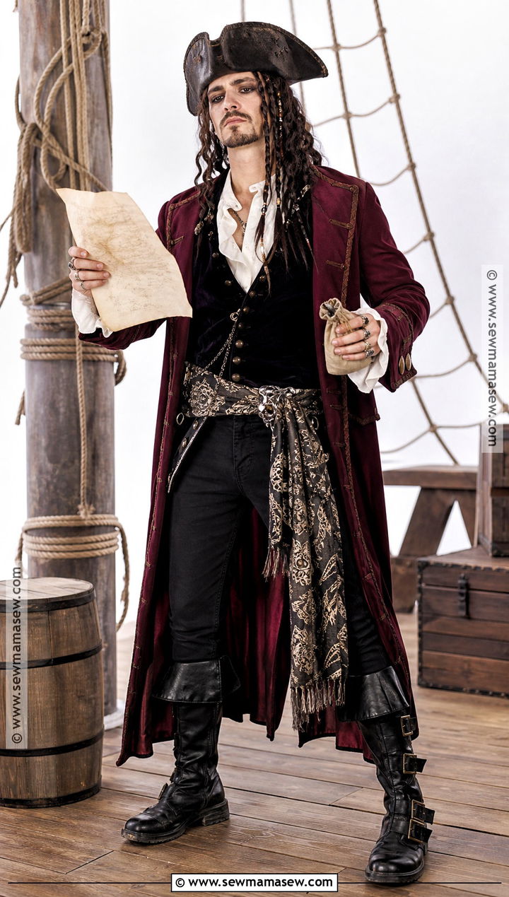 Gothic Pirate Costume With Velvet Coat - 30 edgy halloween costume ideas