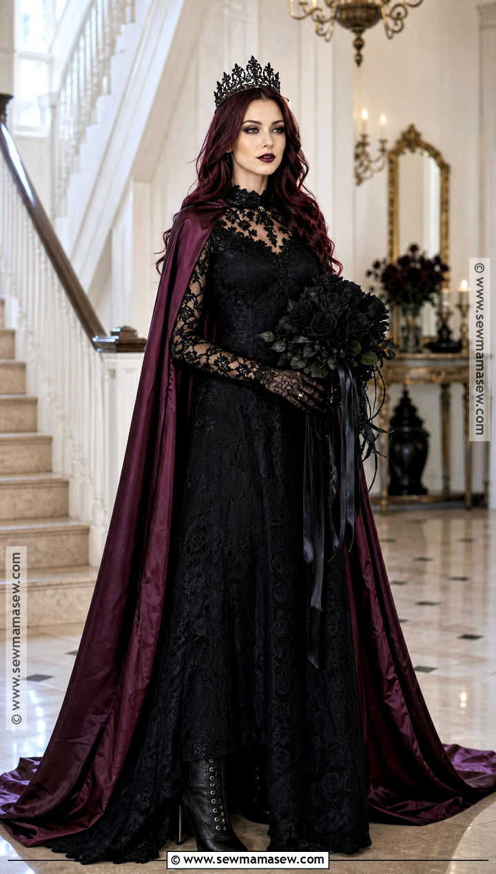Gothic Princess Costume With Black Lace Gown - 35 Princess Costume Ideas