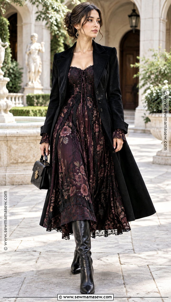 Gothic Romance Dress and Tall Boots - 20 Fall Clothing Trends