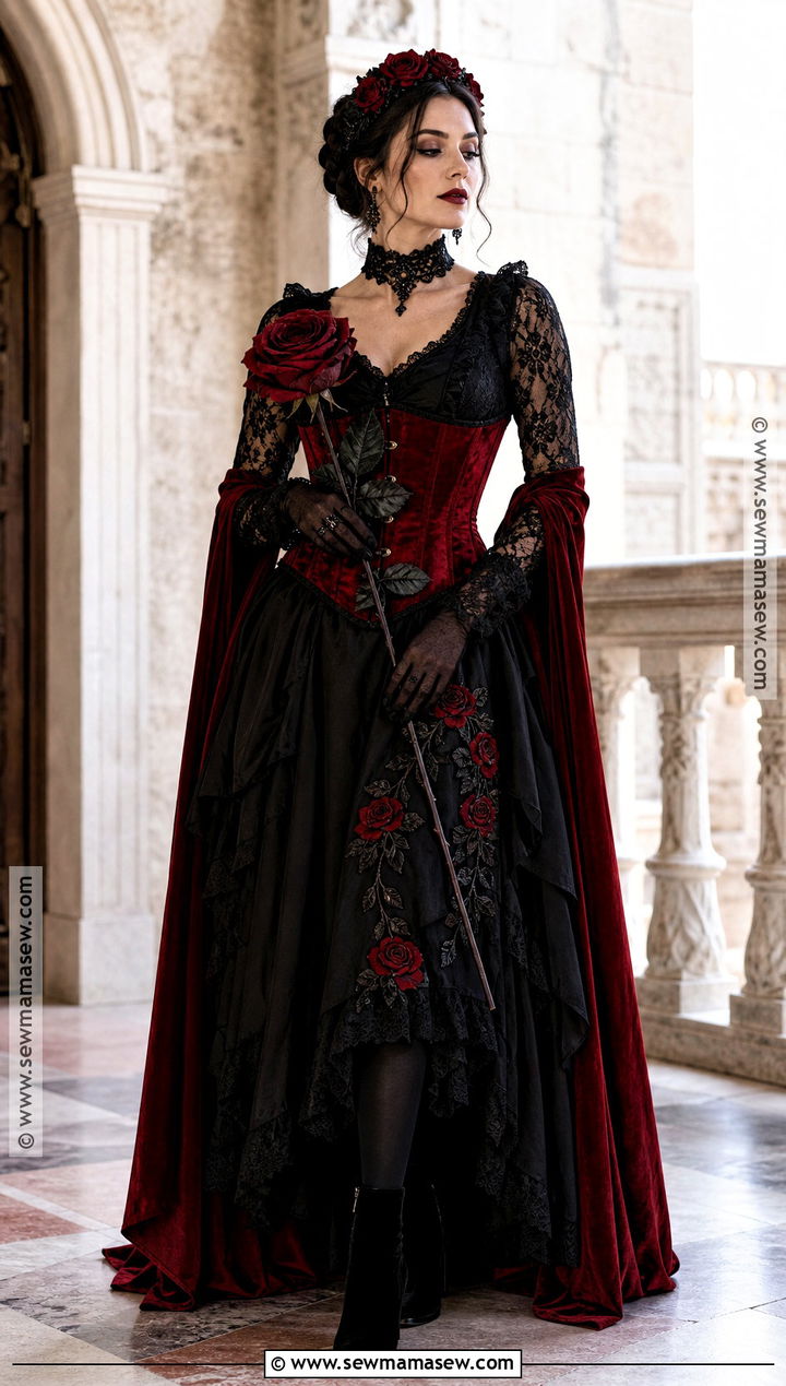 Gothic Rose Queen Red Corset Costume - 35 Red Corset Costume Ideas