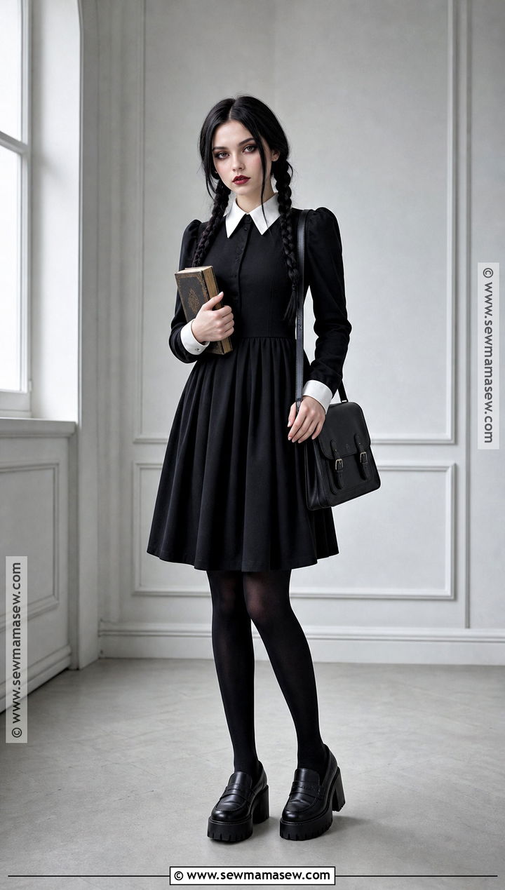 Gothic Schoolgirl Costume With Black Dress - 45 costume party ideas