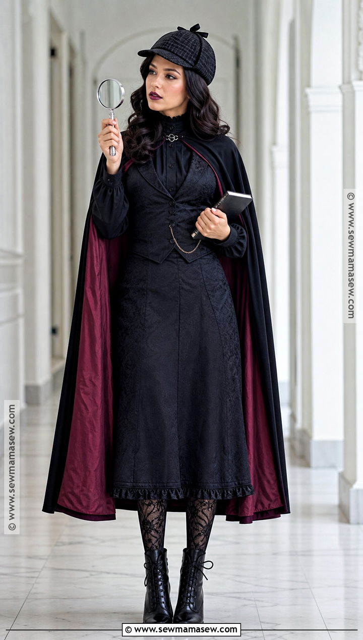 Gothic Sherlock Holmes Costume With Black Cape - 30 Sherlock Holmes Costume Ideas for Women