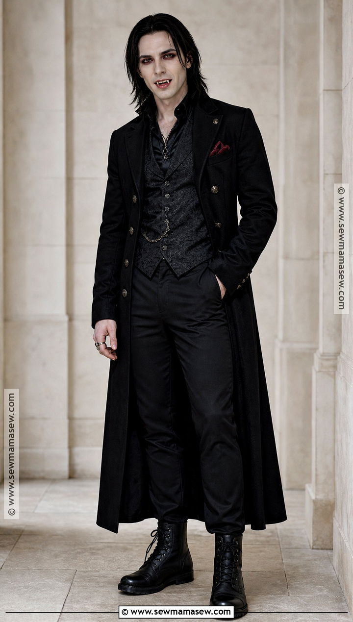 Gothic Vampire Costume With Long Coat - 30 Mens Vampire Costume Ideas