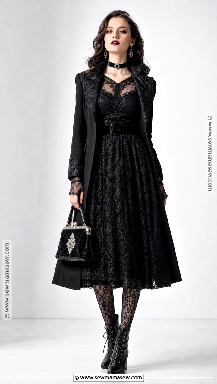 Gothic Vampire Outfit With Lace Dress - 30 female vampire outfit ideas