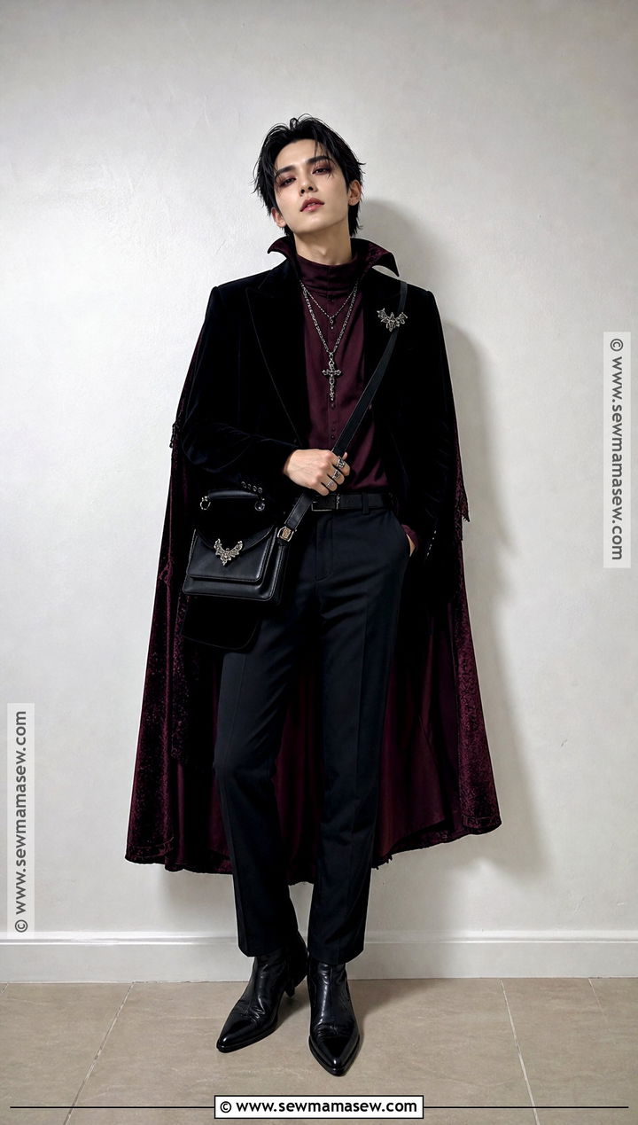 Gothic Vampire Outfit With Velvet Blazer - 30 vampire clothes for men