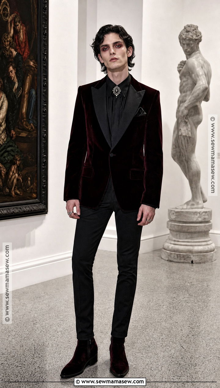Gothic Vampire Outfit With Velvet Blazer - 30 male vampire outfit ideas