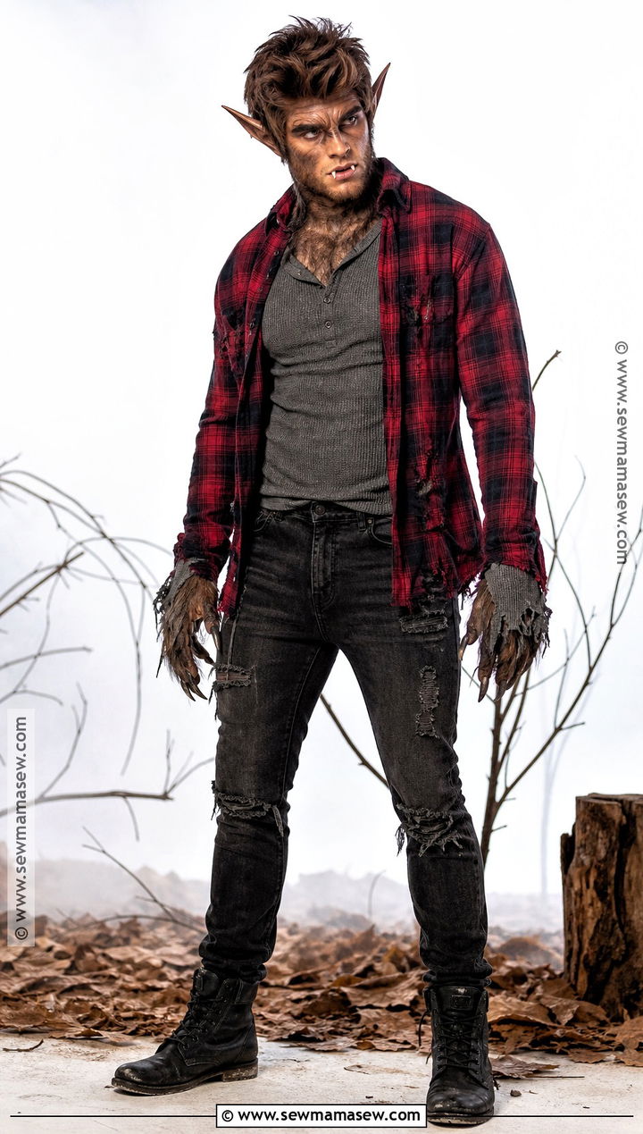 Gothic Werewolf Costume With Plaid Shirt - 30 halloween male costumes