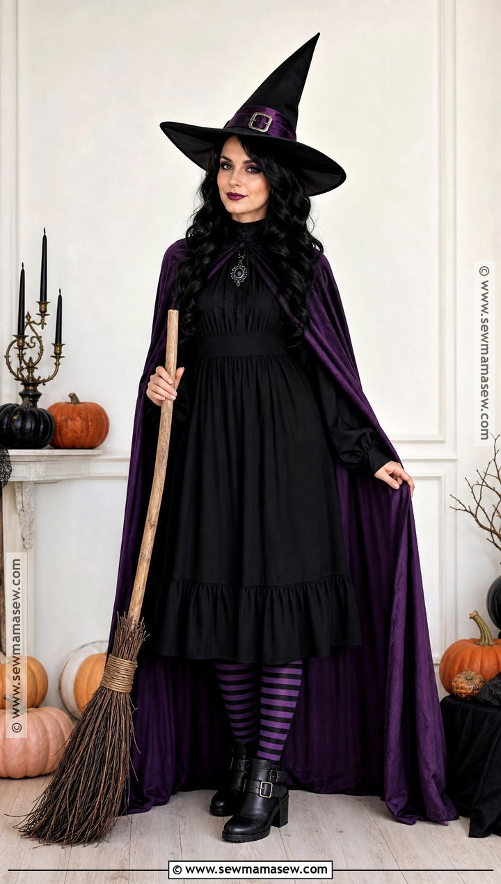 Gothic Witch Costume With Purple Cape - 50 scary halloween costume ideas