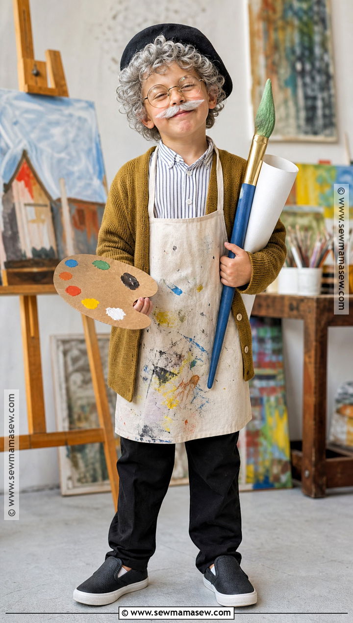 Grandpa Artist Costume With Beret - 30 old man costume ideas for kids