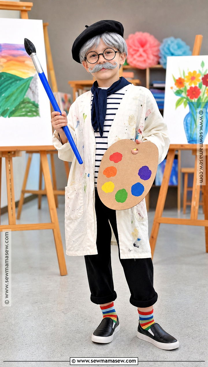 Grandpa Artist Costume With Beret - 30 100 days of school dress up ideas for boys