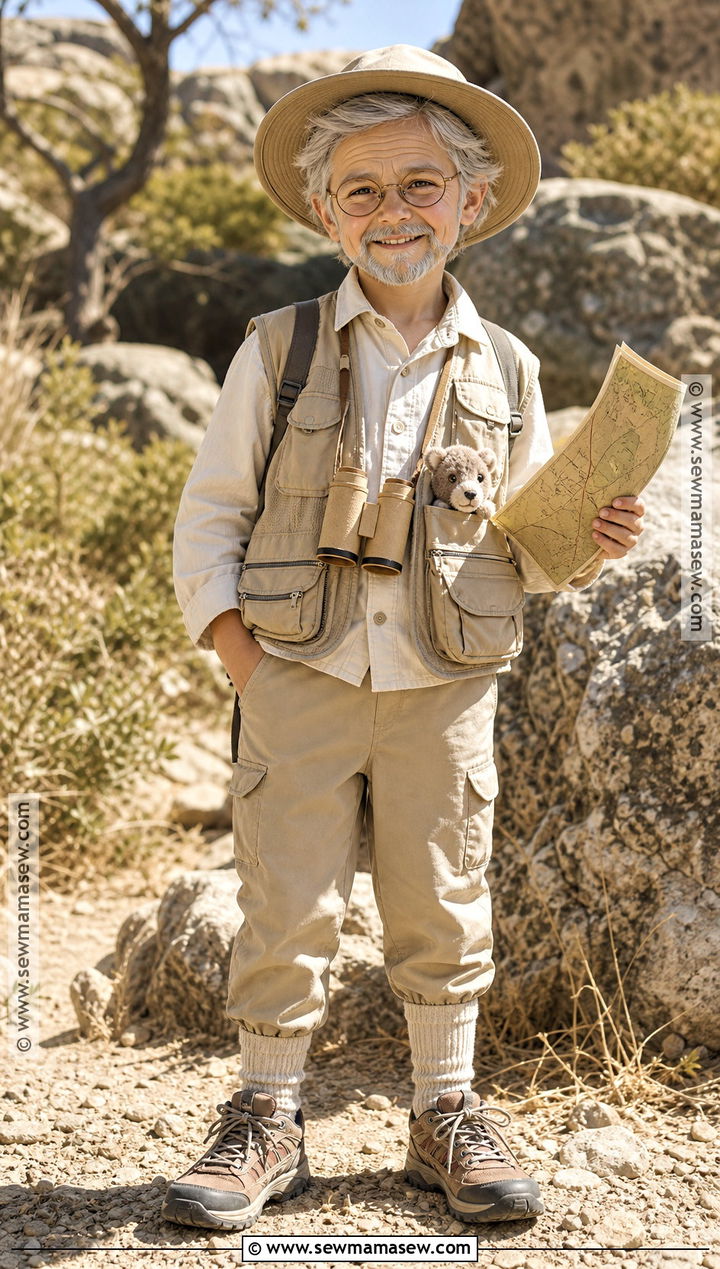 Grandpa Explorer Costume With Safari Vest - 30 old man costume ideas for kids