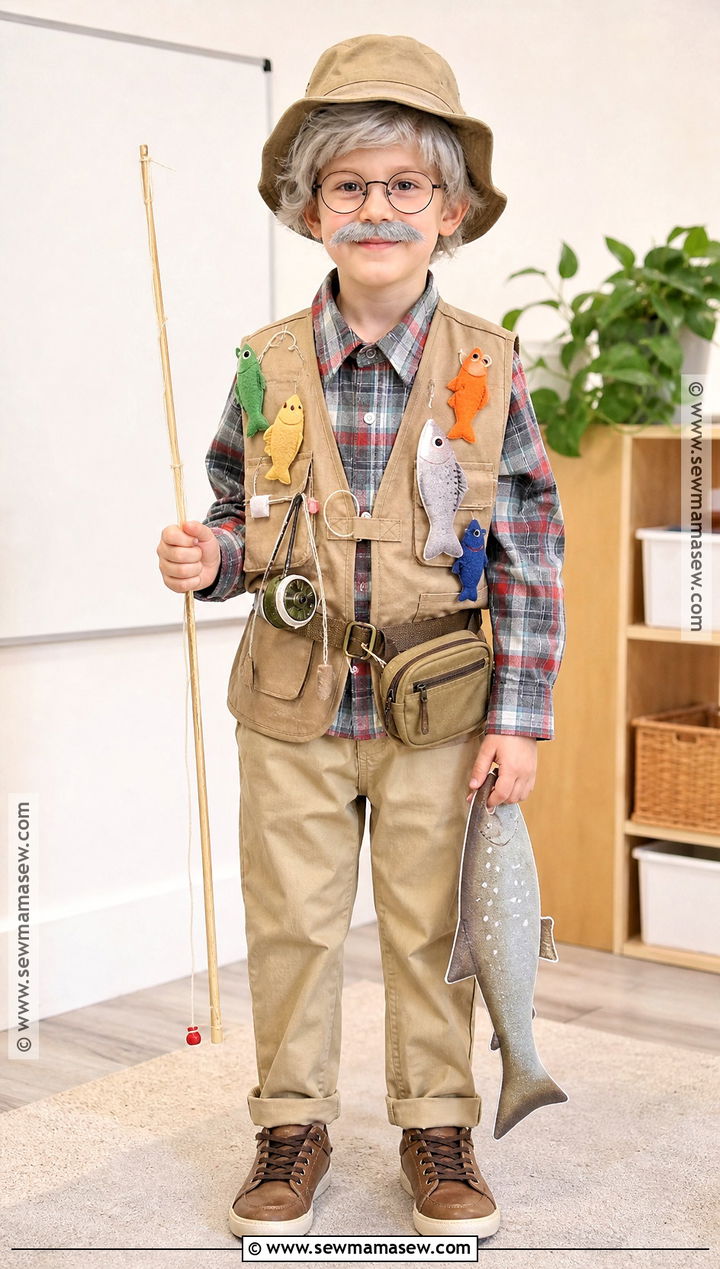 Grandpa Fisherman Costume With Vest - 30 100 days of school dress up ideas for boys