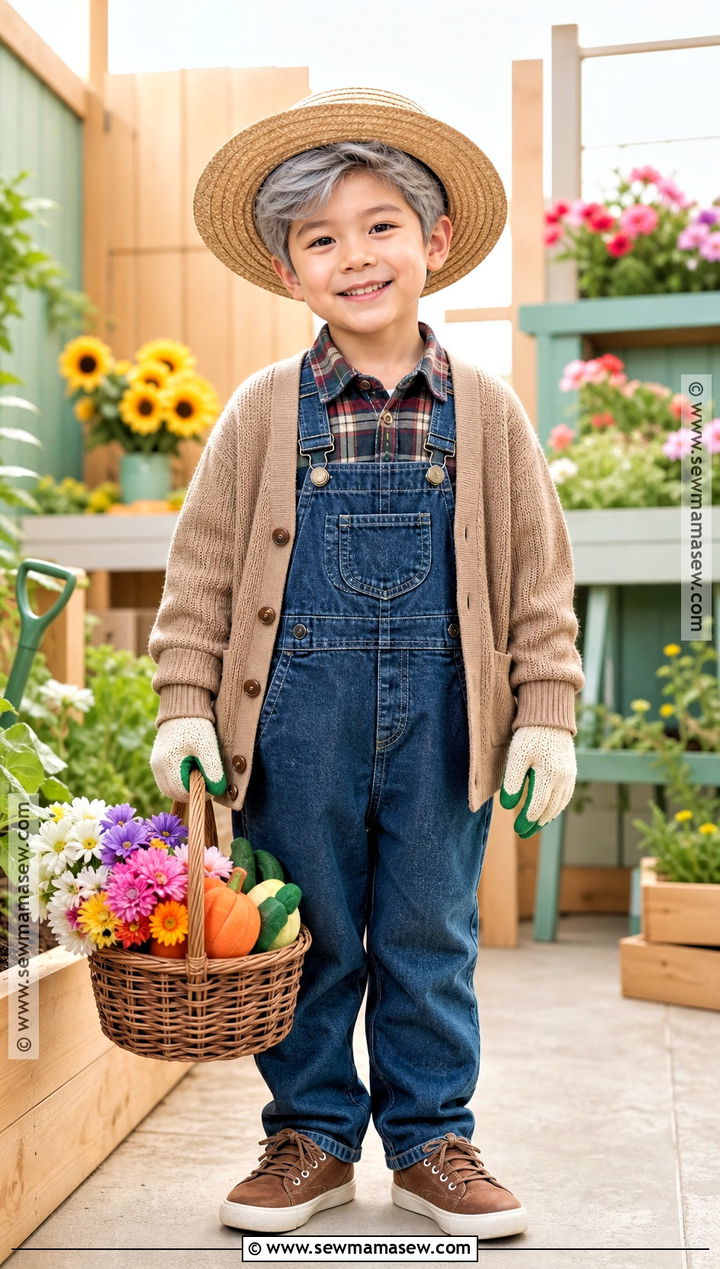 Grandpa Gardener Costume With Overalls - 30 100 days of school dress up ideas for boys