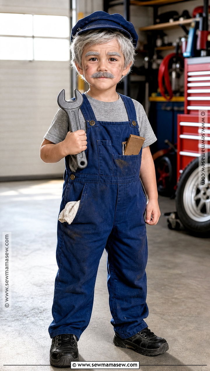 Grandpa Mechanic Costume With Coveralls - 30 old man costume ideas for kids