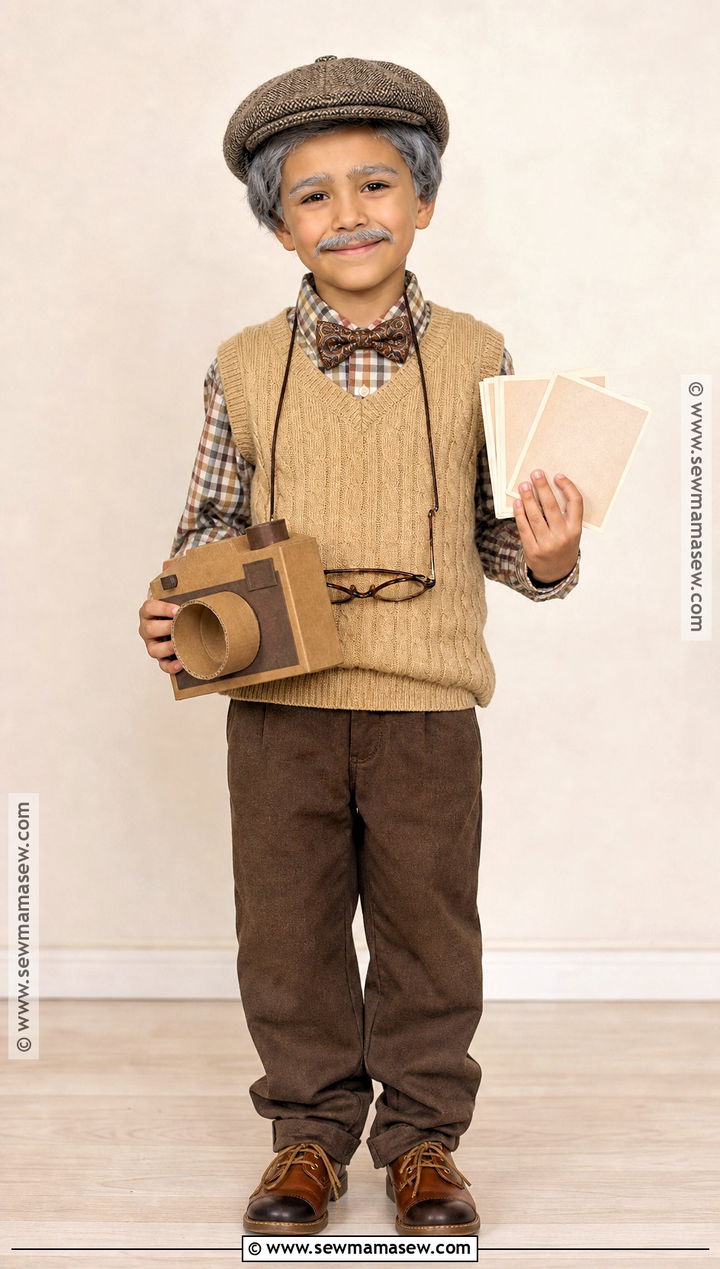 Grandpa Photographer Costume With Camera - 30 old man costume ideas for kids