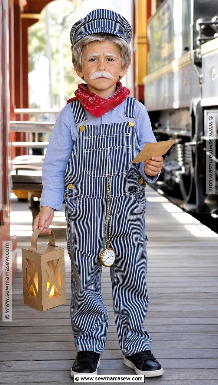 Grandpa Train Conductor Costume - 30 old man costume ideas for kids