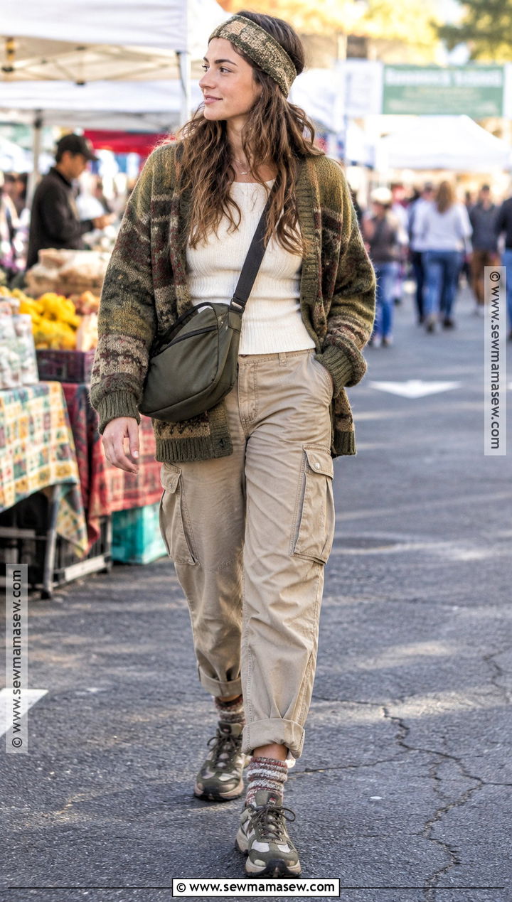 Granola Cardigan And Cargo Pants Outfit - 15 granola autumn outfits