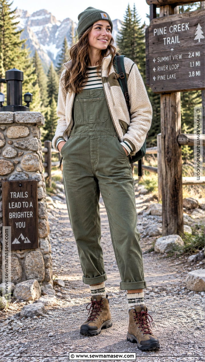 Granola Overalls And Striped Shirt Outfit - 15 granola autumn outfits