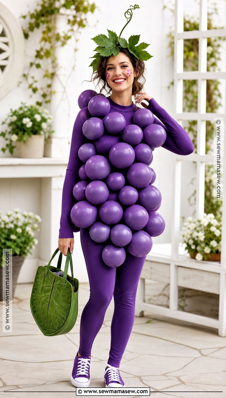 Grapes Costume With Balloon Bunches - 30 Food Costume Ideas