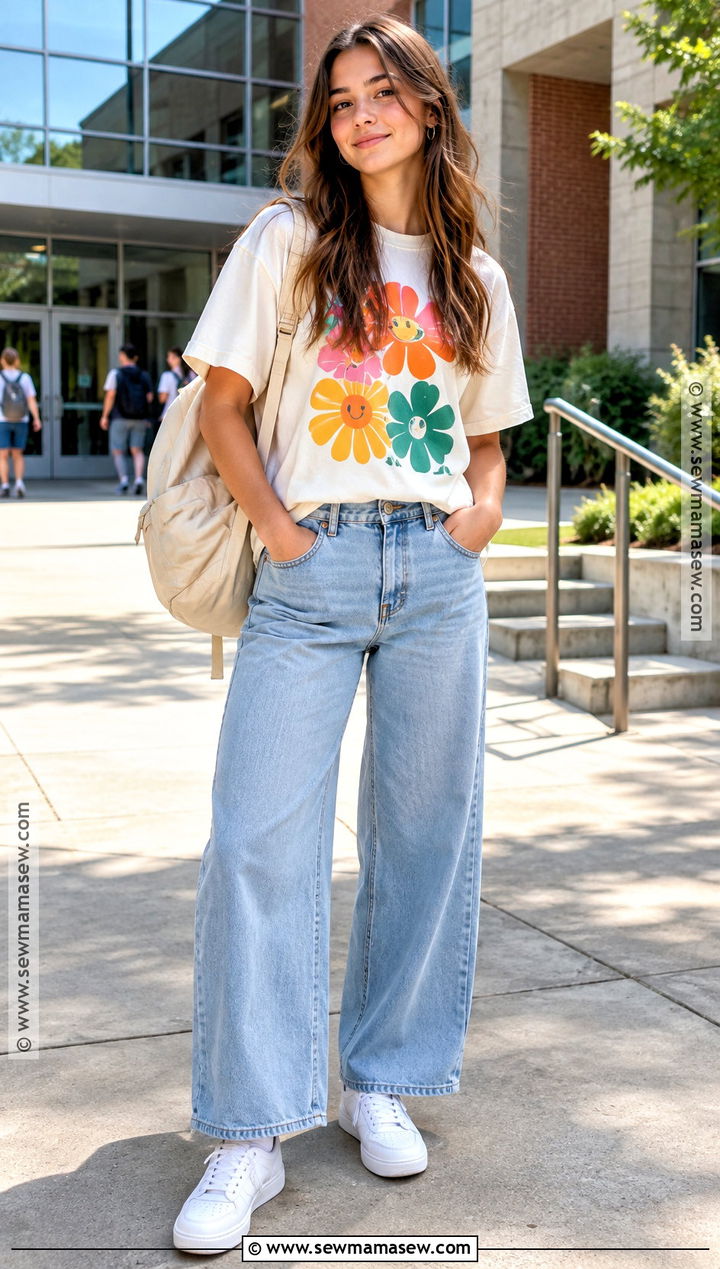 Graphic Back To School T Shirt With Wide Leg Jeans - 20 back to school t shirts