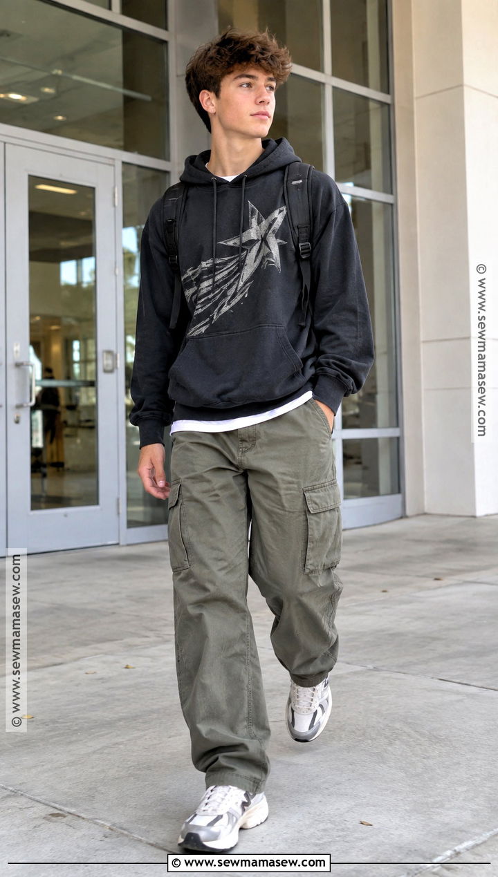 Graphic Hoodie And Cargo Pants School Outfit - 15 fall school outfits highschool 2026