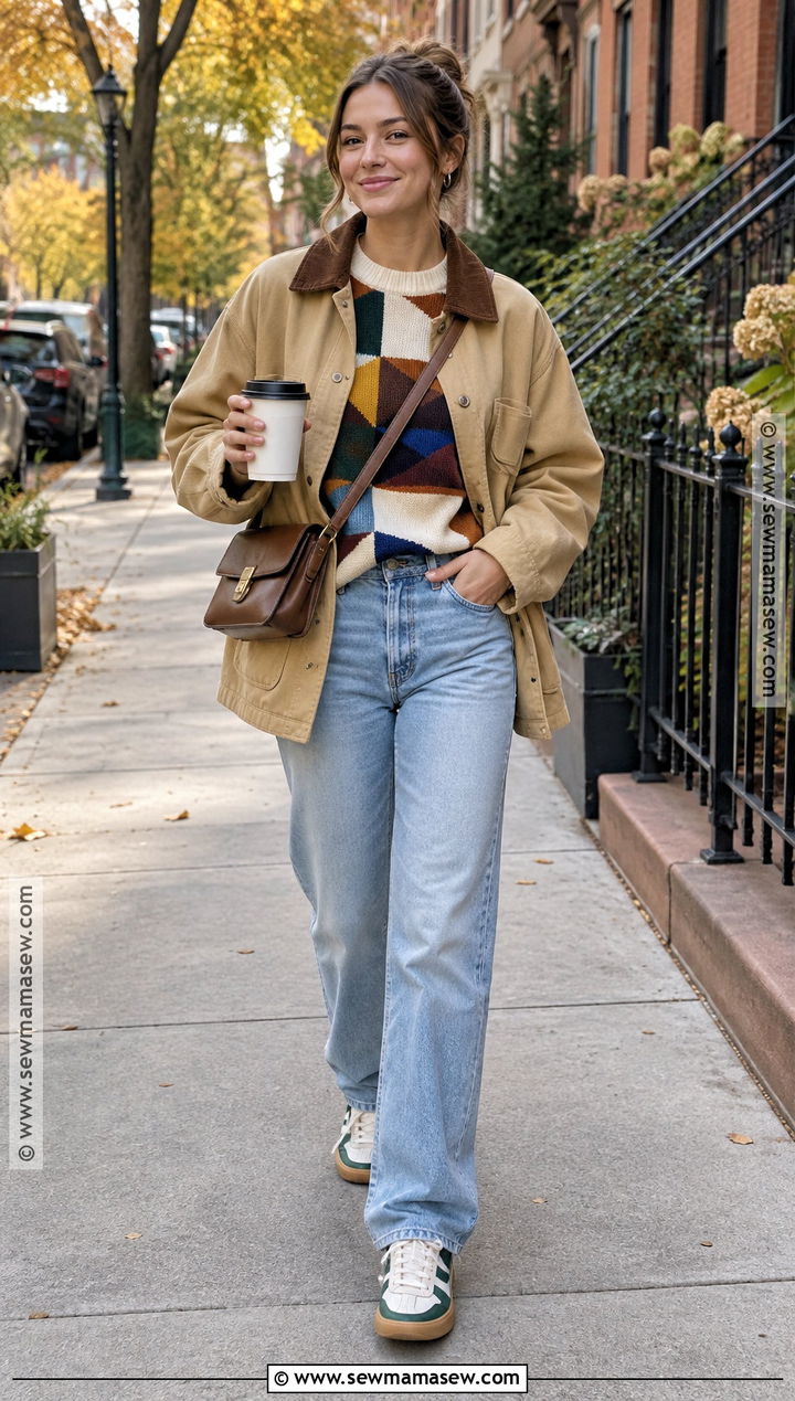 Graphic Sweater With Relaxed Jeans - 25 Fall Outfits Sweaters