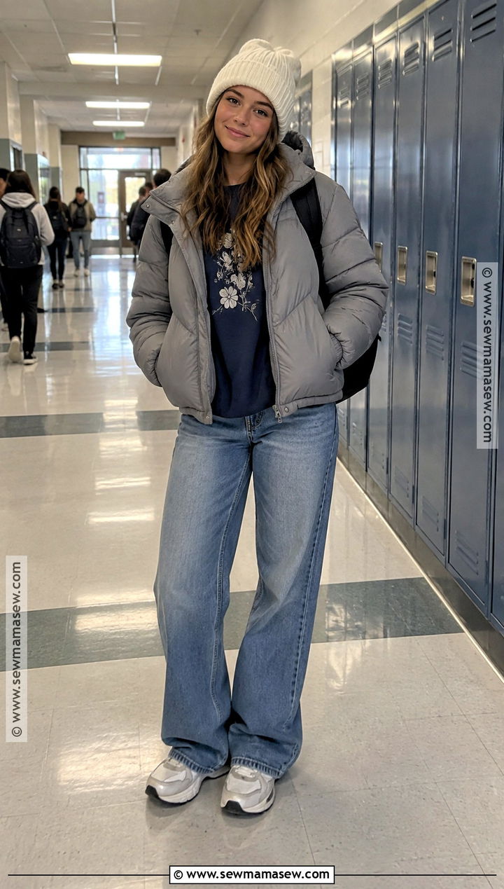 Graphic Sweatshirt And Baggy Jeans Outfit - 20 Back To School After Winter Break Outfit Ideas
