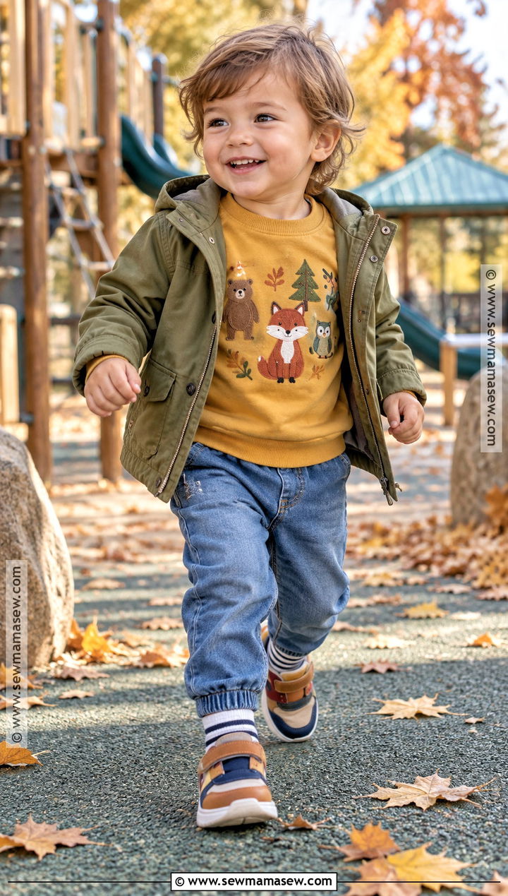 Graphic Sweatshirt And Denim Joggers Toddler Fall Outfit - 25 fall toddler outfits