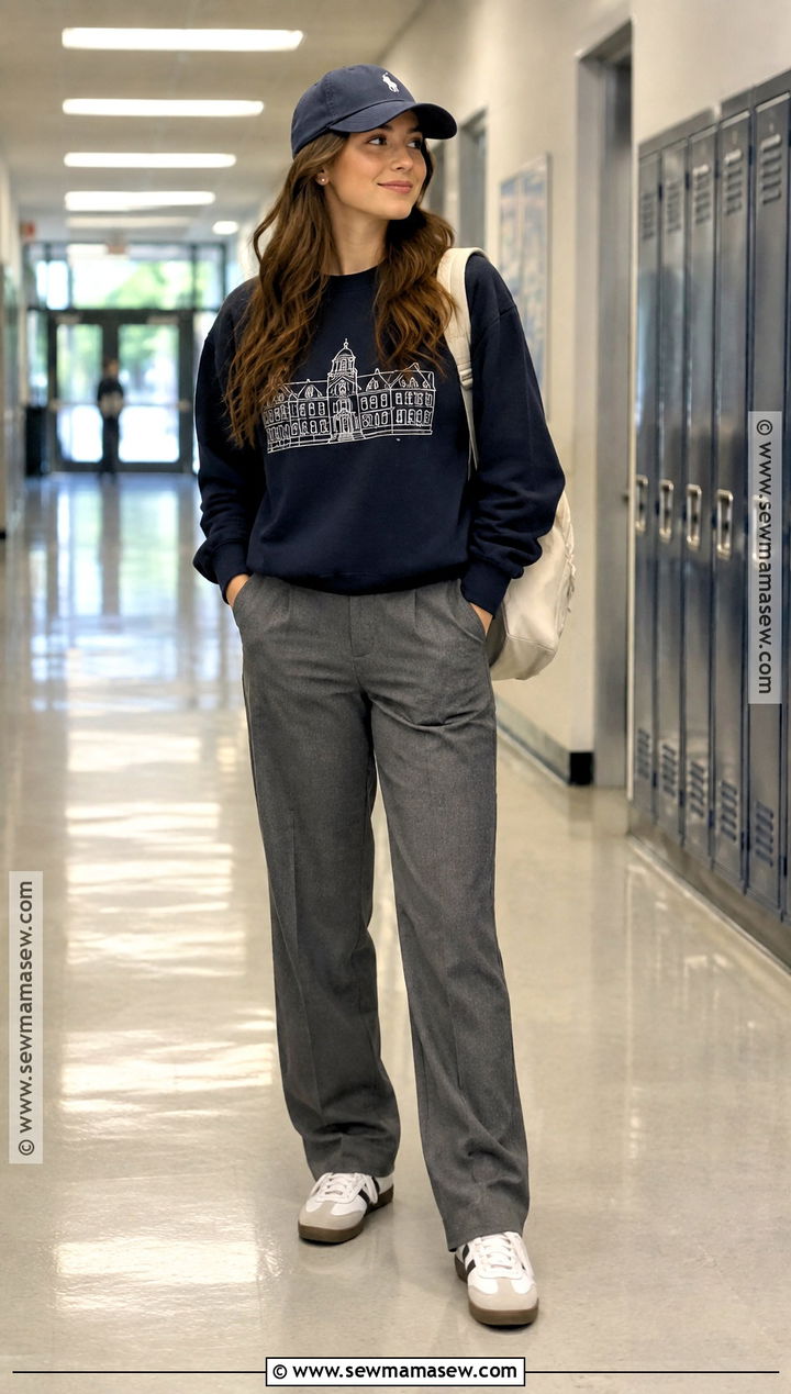Graphic Sweatshirt And Straight Leg Pants Back To School Outfit - 25 back to school fits
