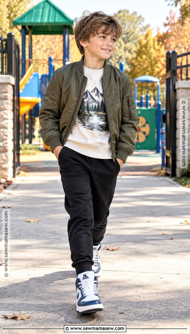Graphic Sweatshirt With Joggers And High Top Sneakers - 25 Boy Fall Outfits