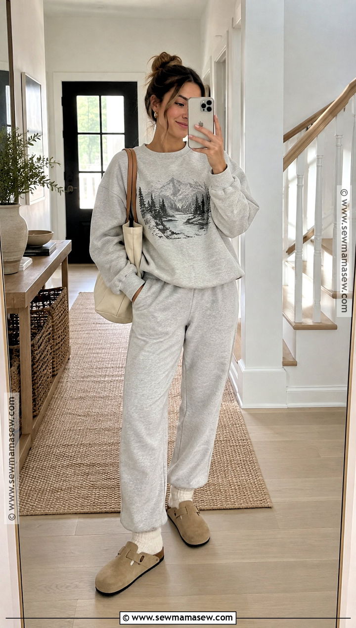 Graphic Sweatshirt With Sweatpants And Clogs - 15 fall graphic sweatshirt ideas