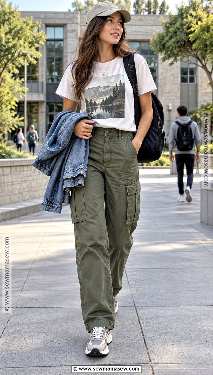 Graphic T Shirt And Cargo Pants Back To School Outfit - 15 back-to-school outfit inspiration ideas