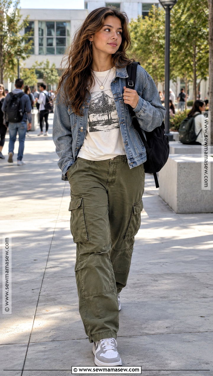 Graphic T Shirt And Cargo Pants Back To School Outfit - 15 cute basic back to school outfits