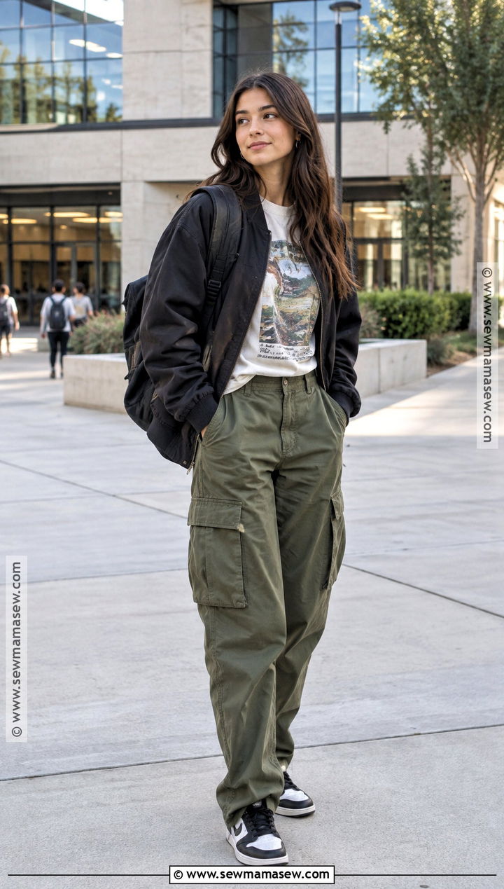 Graphic T Shirt And Cargo Pants College Outfit - 20 back to school fits college