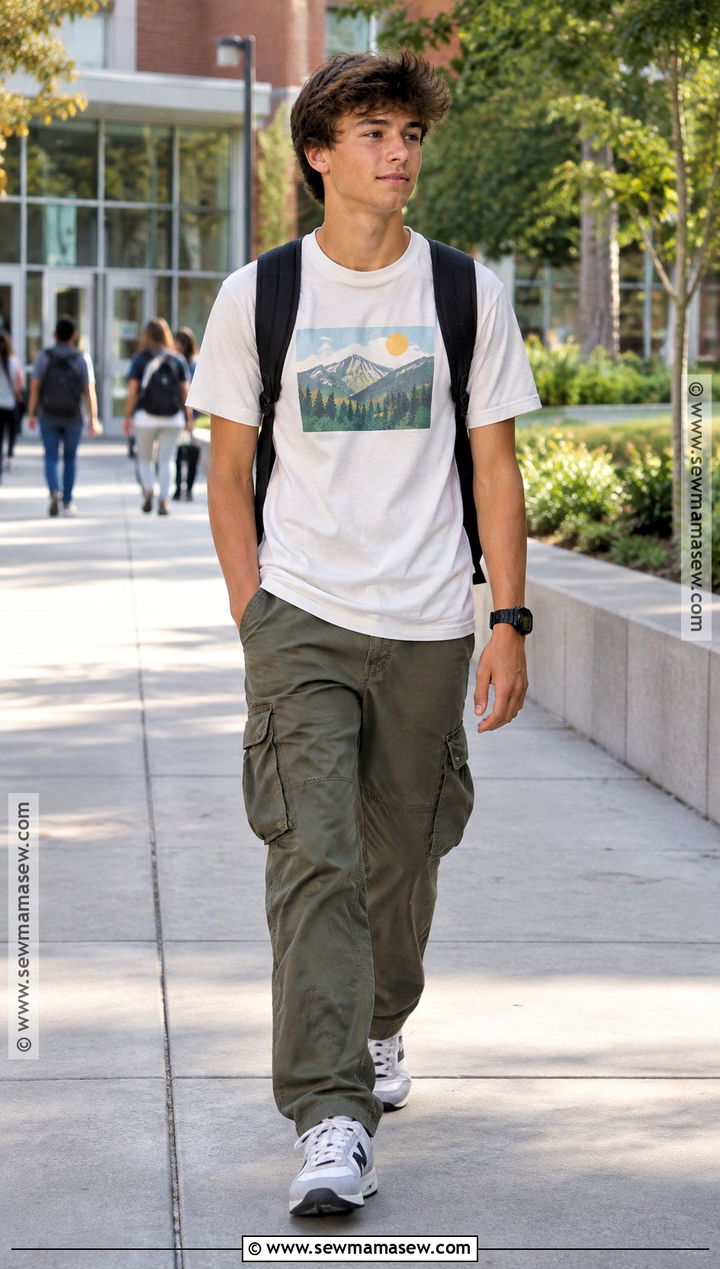 Graphic T Shirt And Cargo Pants High School Outfit - 15 back to school highschool freshman outfit ideas