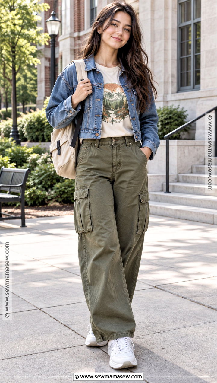Graphic T Shirt And Cargo Pants Outfit - 15 Back To School Wardrobe Ideas