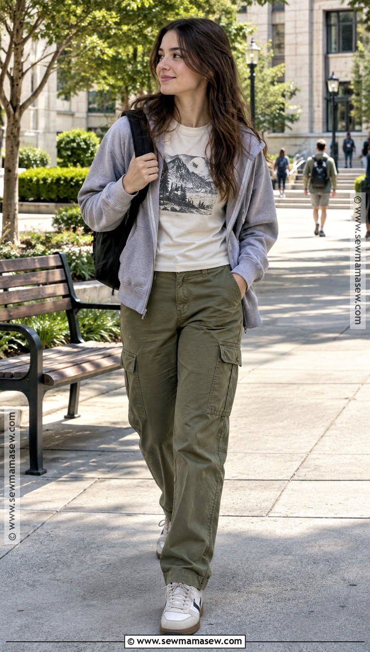 Graphic T Shirt And Cargo Pants School Outfit - 25 simple back to school outfits