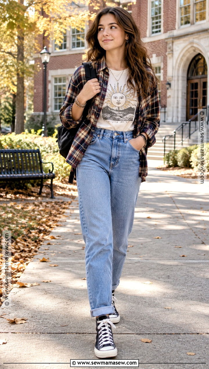 Graphic T Shirt And Mom Jeans Back To School Outfit - 15 back to school 2026 outfits