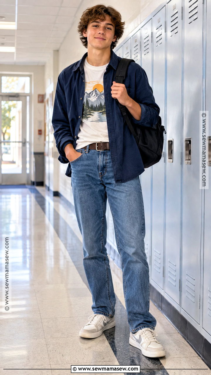Graphic T Shirt And Straight Leg Jeans Outfit - 20 back to school outfits middle school 8th