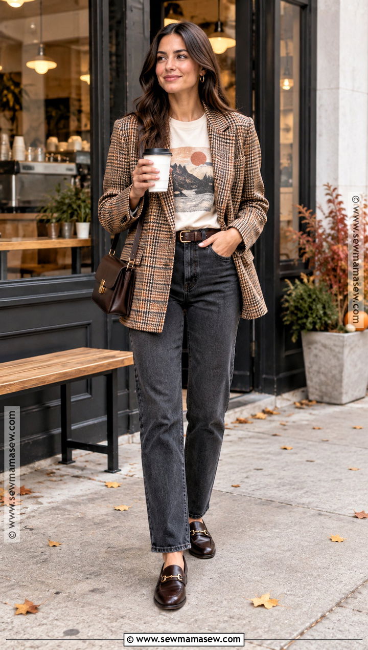 Graphic T Shirt With Blazer And Jeans - 20 fall shirt ideas