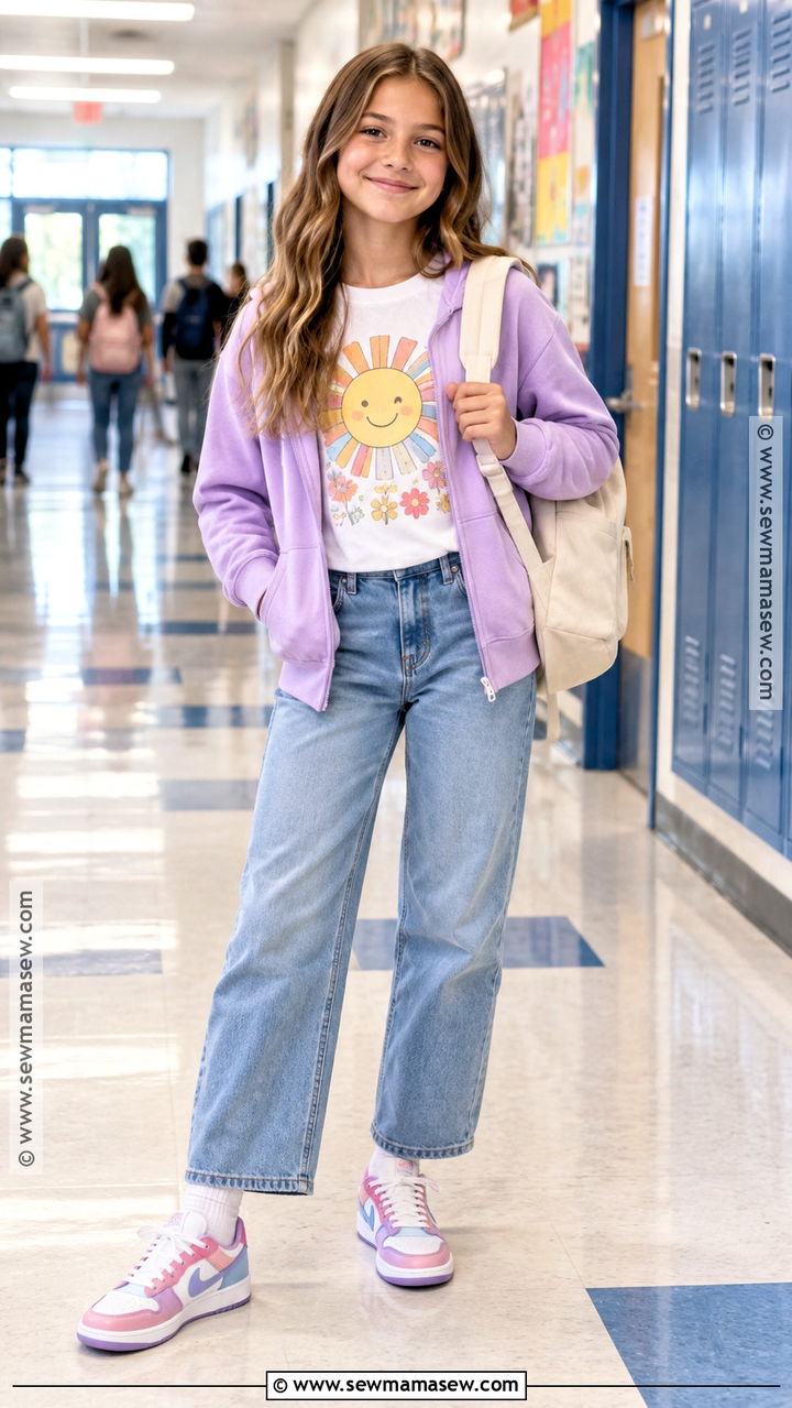 Graphic T Shirt With Straight Leg Jeans - 20 back to school outfits for 5th grade