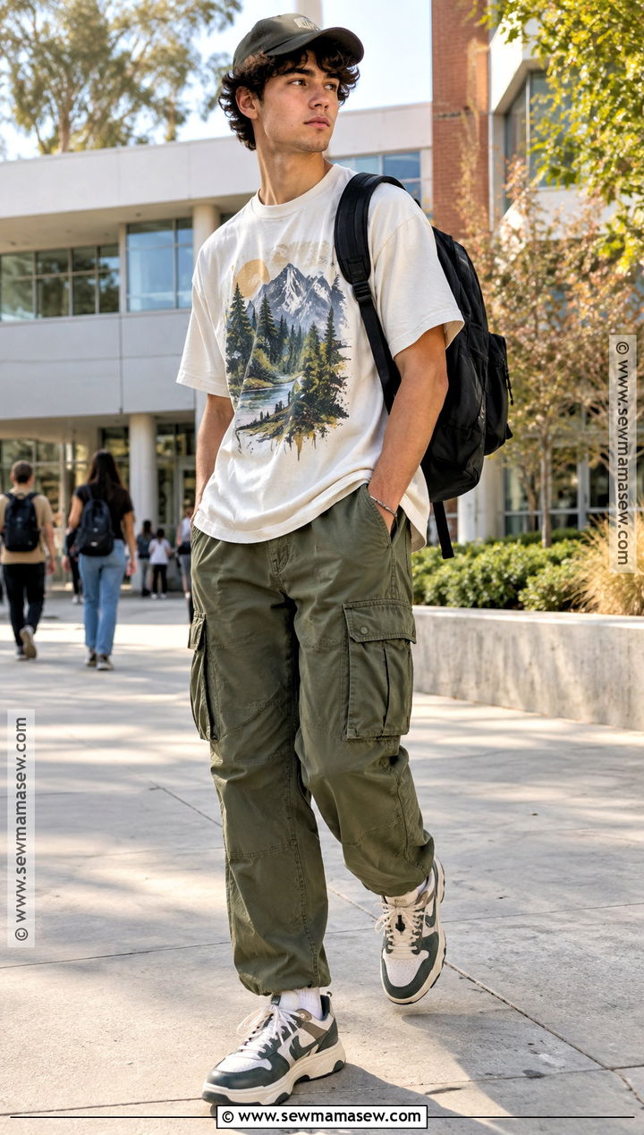 Graphic T Shirt and Cargo Pants Back to School Outfit - 25 back to school clothes list