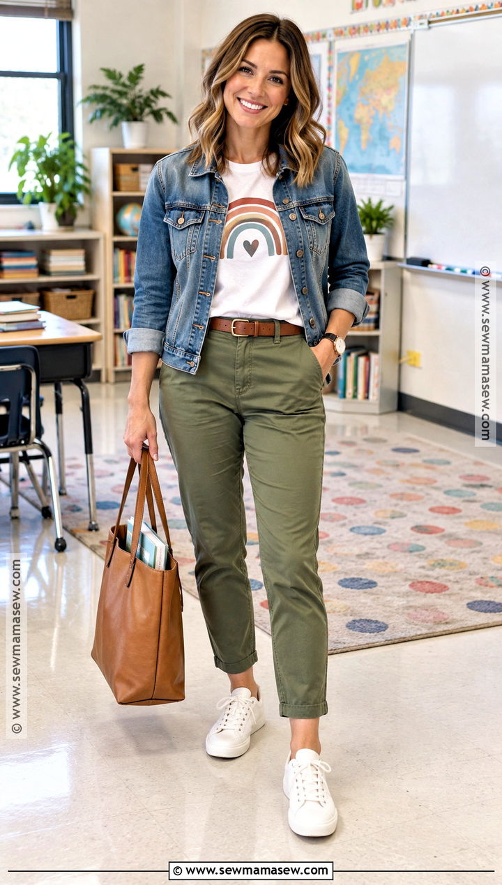 Graphic Teacher Tee And Chino Pants Fall Teacher Outfit - 15 fall teacher outfits 2026