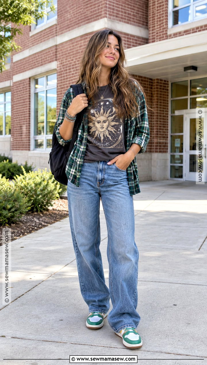 Graphic Tee And Baggy Jeans Back To School Outfit - 15 back to school outfit list ideas