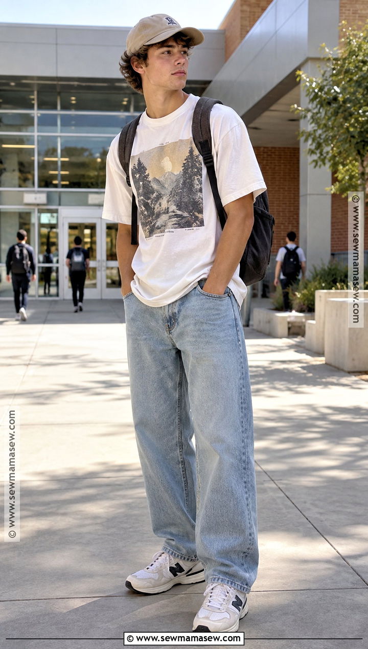 Graphic Tee And Baggy Jeans Outfit - 15 guys back to school outfits
