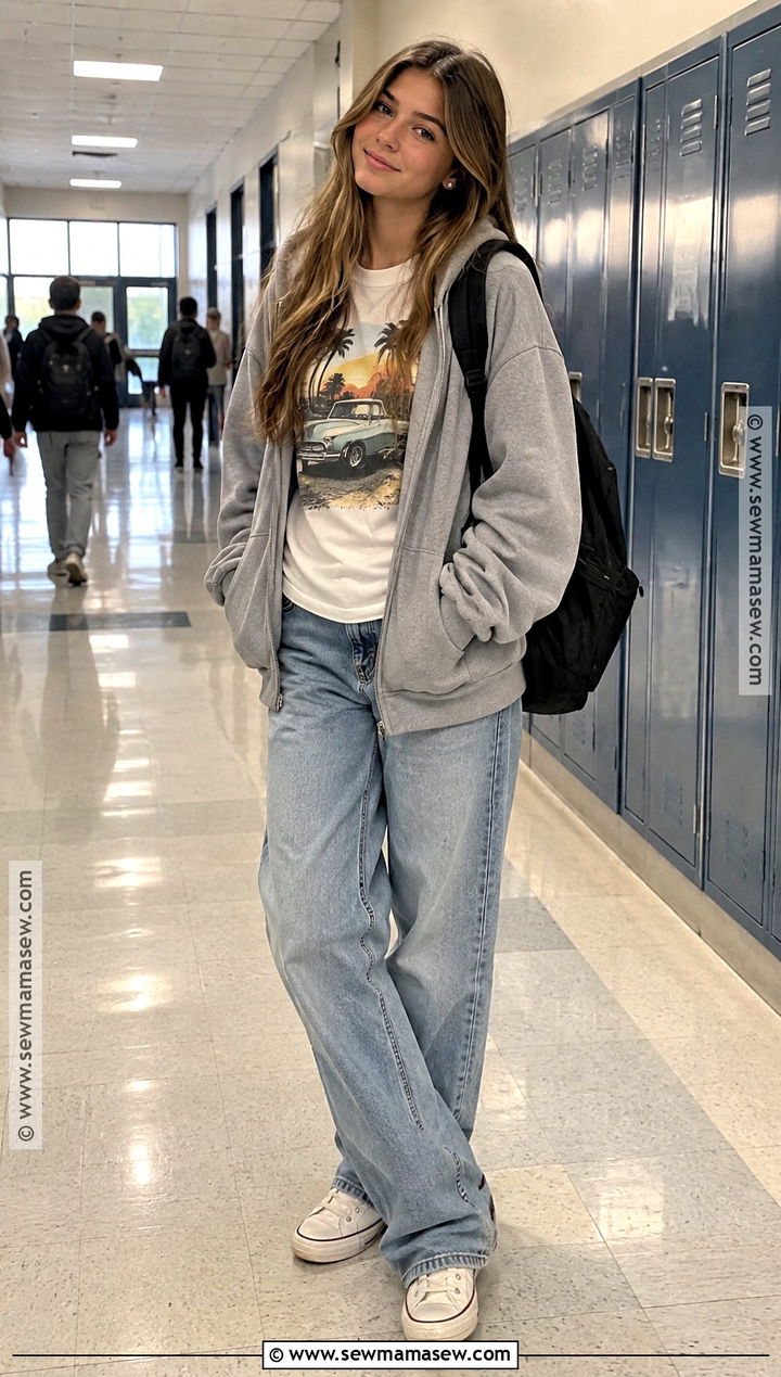 Graphic Tee And Baggy Jeans School Outfit - 15 Back To School Clothes High School